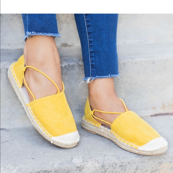 Shoeroom21 boutique Shoes - NEW LADIES SLIP-ON ESPADRILLE FLATS. YELLOW